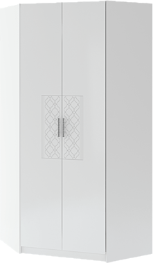 ШКАФ УГЛОВОЙ ТИФФАНИ М34  БЕЛ.ТЕКС/БЕЛ.ГЛ (28180)