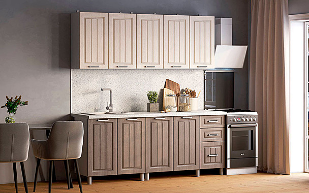 Кухня Луксор 2,0м Клен Серый/Клен Кремовый (28772)