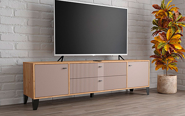 ТУМБА ТВ ПАРУС-10 Крафт Золотой/Карбон Латте