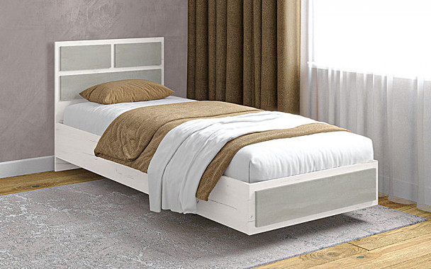 КРОВАТЬ ЗАРА 0,85*0,86*2,05 Крафт Серый/Шелковый Камень 928547)