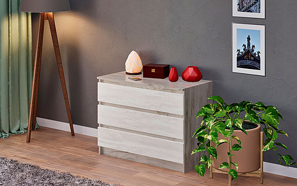 КОМОД ЗАРА 0.68*0.9*0.44 КРАФТ СЕРЫЙ/ШЕЛКОВЫЙ КАМЕНЬ(28607)